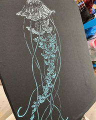 Black Jellyfish T-Shirt - Hand-Printed on Organic Cotton/Poly Blend