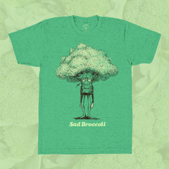 Sad Broccoli T-Shirt - Hand-Printed on Organic Cotton/Poly Blend