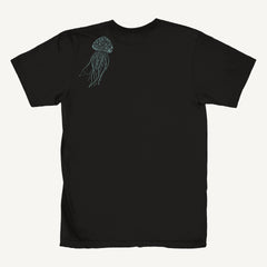 Black Jellyfish T-Shirt - Hand-Printed on Organic Cotton/Poly Blend