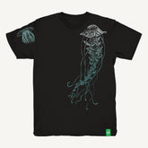 Black Jellyfish T-Shirt - Hand-Printed on Organic Cotton/Poly Blend
