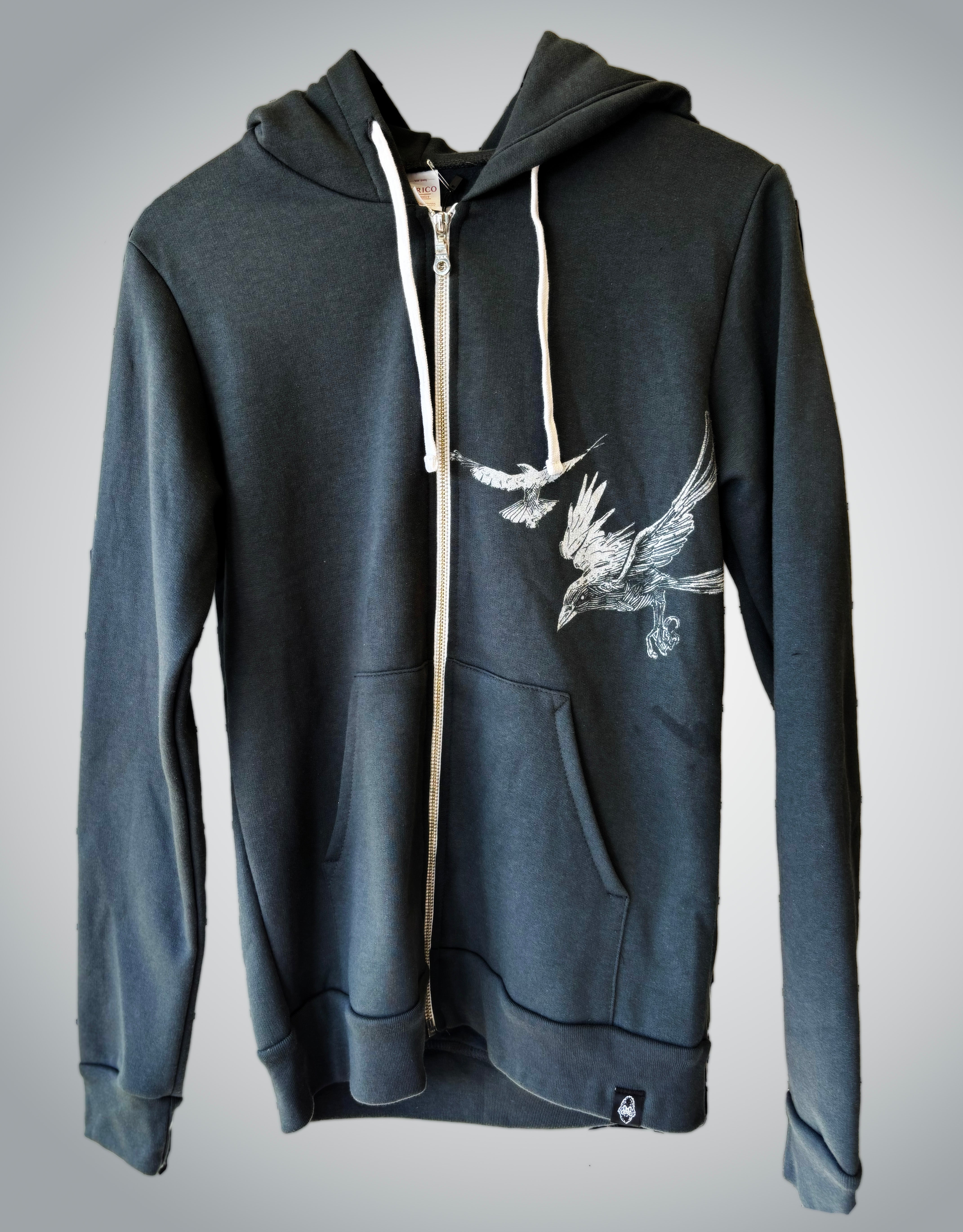 Crowmaster Hoodie - Hand-Printed on 50/50 Ring Spun Poly/Cotton Fleece