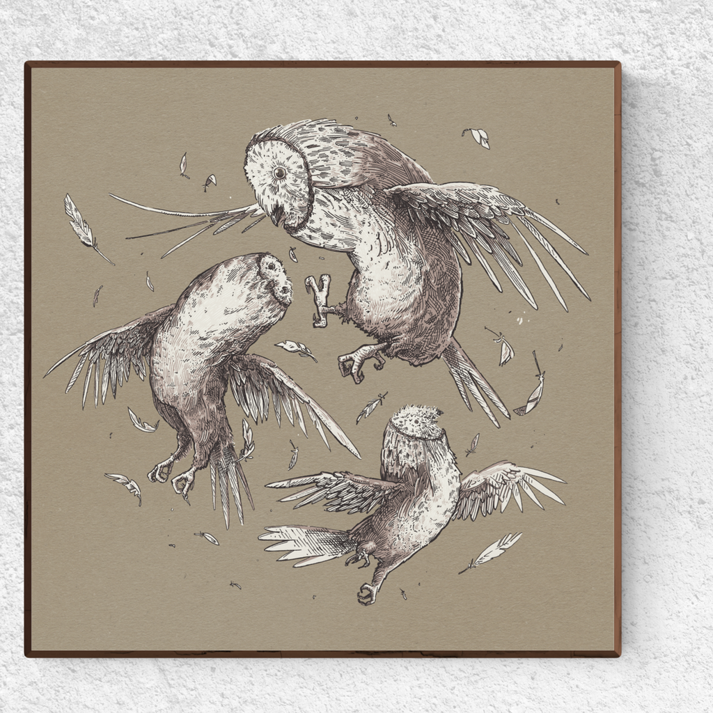 Barn Owls - Silkscreen Art print
