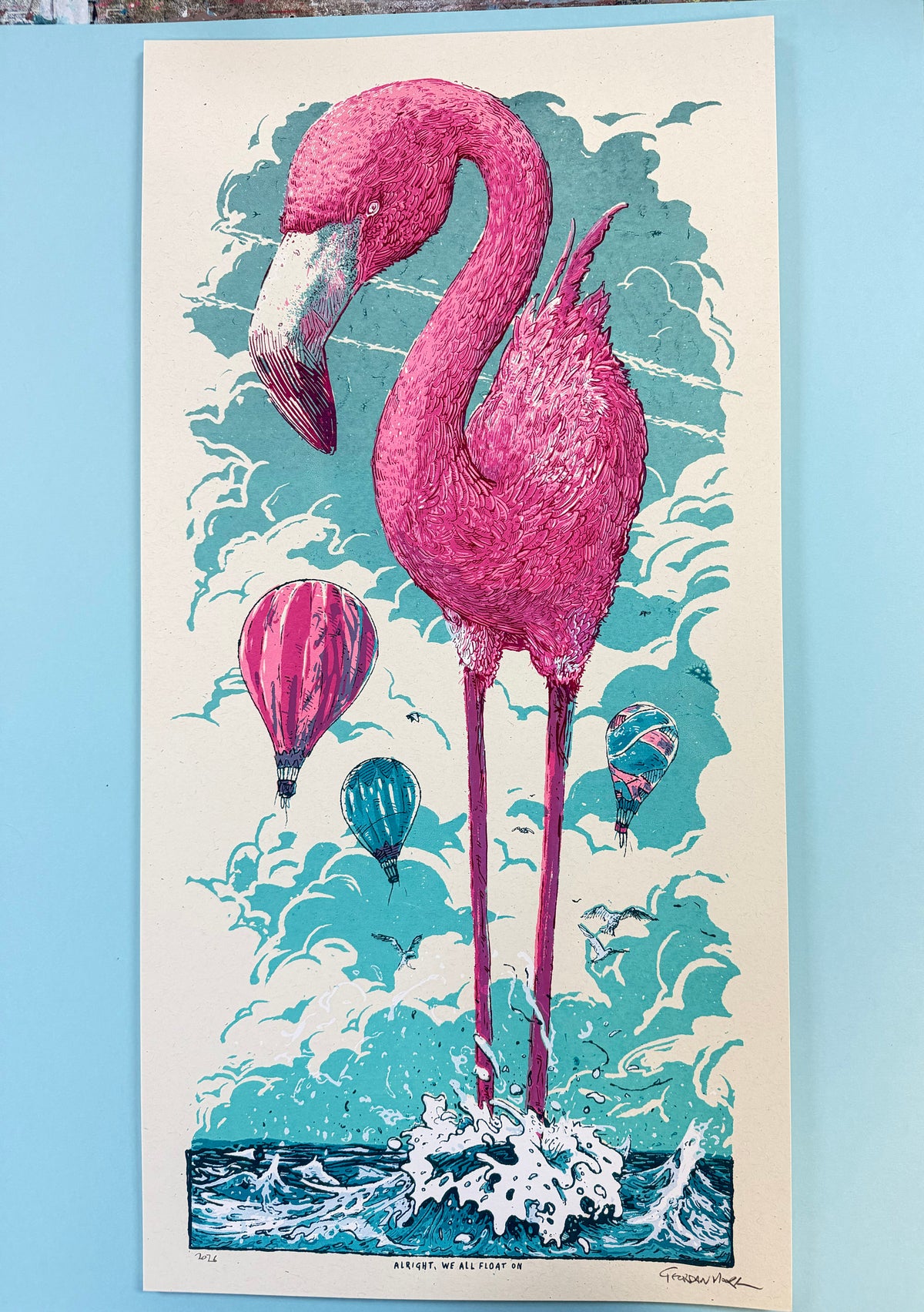 Alright, We All Float On - 12" x 24"' Screenprint