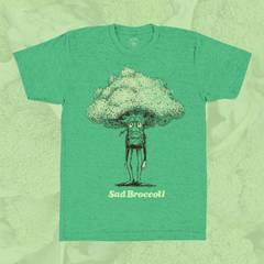 Sad Broccoli T-Shirt - Hand-Printed on Organic Cotton/Poly Blend (Pre-Order)