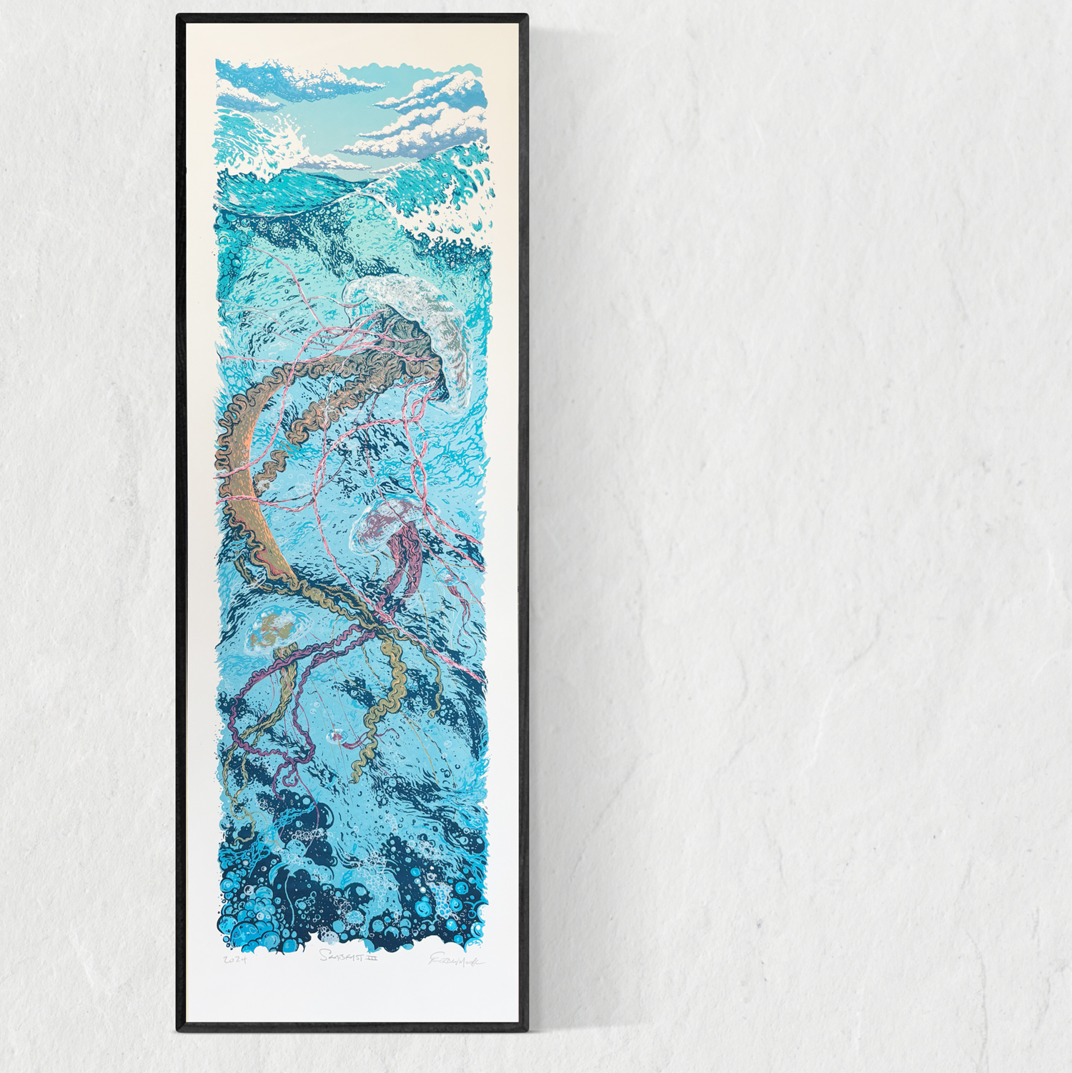 Seabeast III - 12x36 Hand-Printed Silkscreen Art