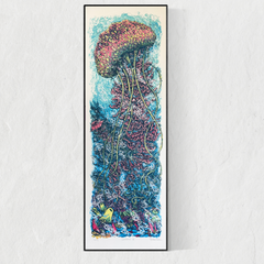 Seabeast VI - 12x36 Hand-Printed Silkscreen Art