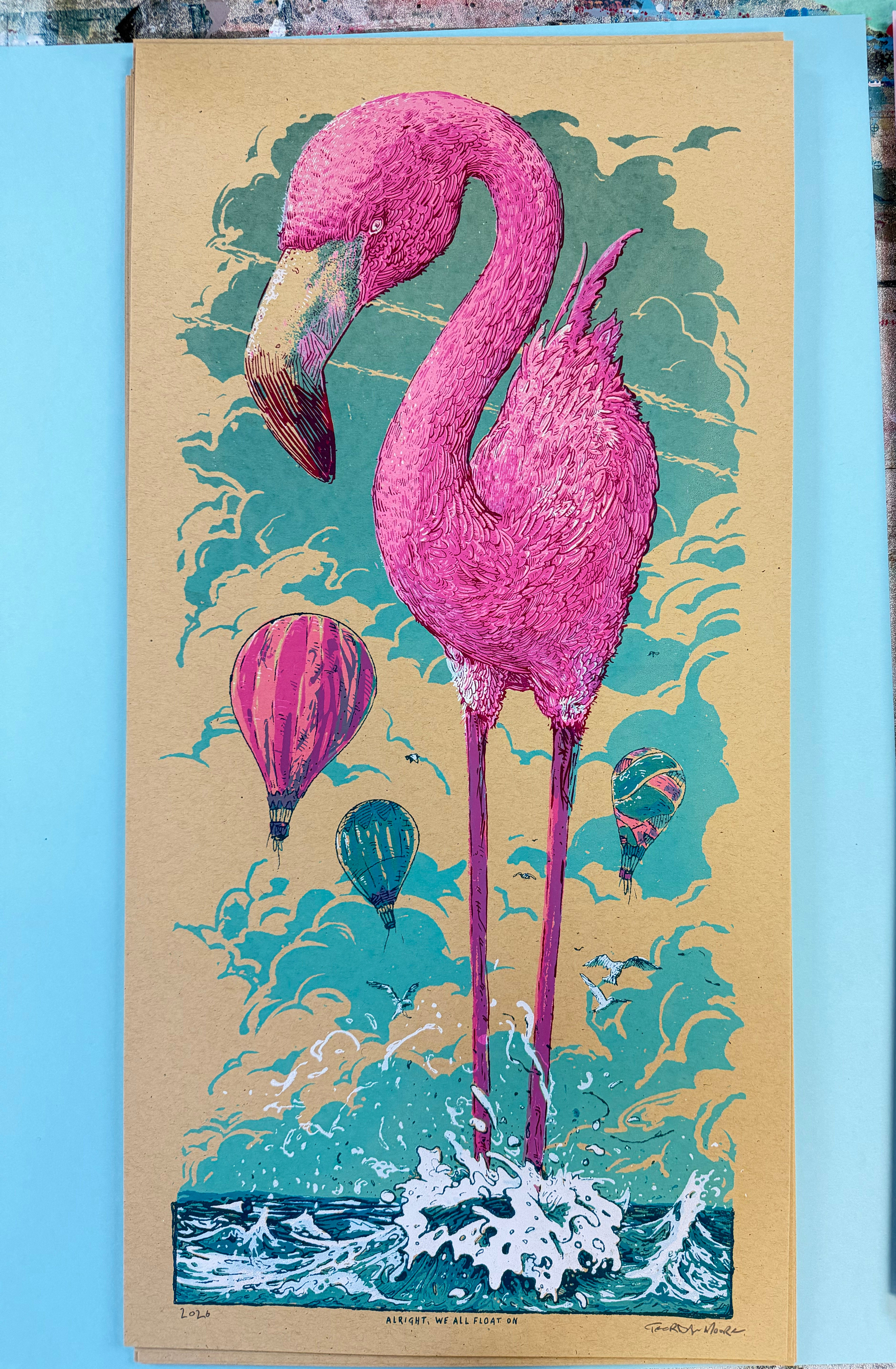 Alright, We All Float On - 12" x 24"' Screenprint