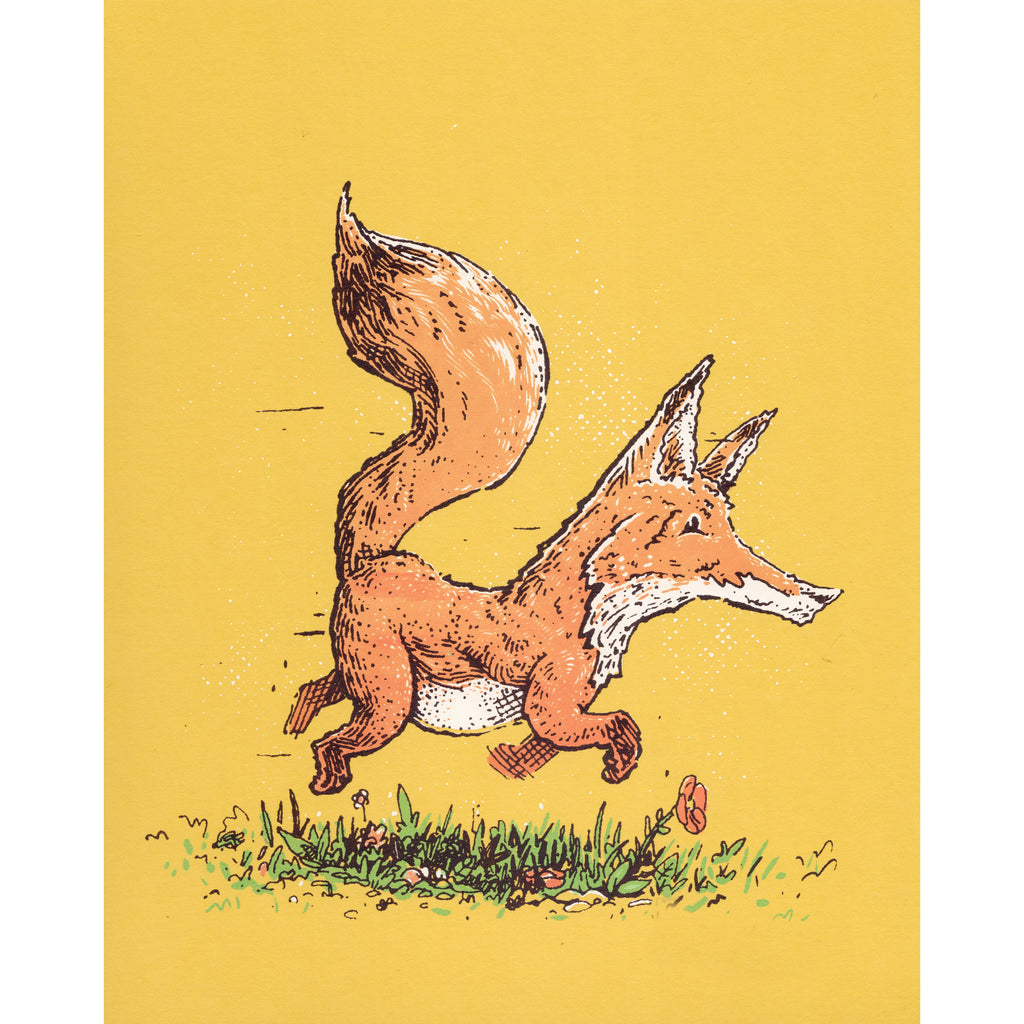 Jumping Fox - Silkscreen Art print