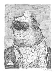 Rusty, the Fancy Pug - Framed Original