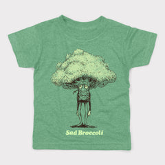 Sad Broccoli Youth T-Shirt - Hand-Printed on Organic Cotton/Poly Blend (Pre-Order)