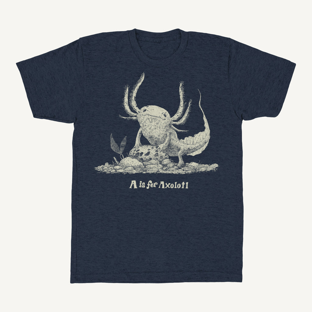 A is for Axolotle - Hand-Printed T-Shirt