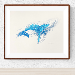 Blue Whale - Silkscreen Print 8x10