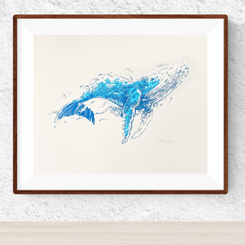 Blue Whale - Silkscreen Print 8x10