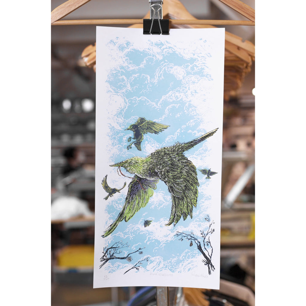 Some Starlings - 10 x 20 Silkscreen Print